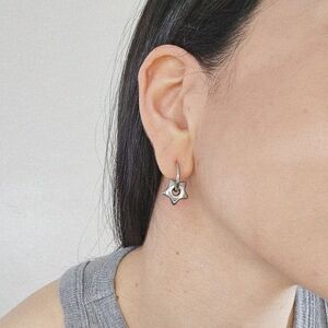 NEW Silver Star Hoop Earrings